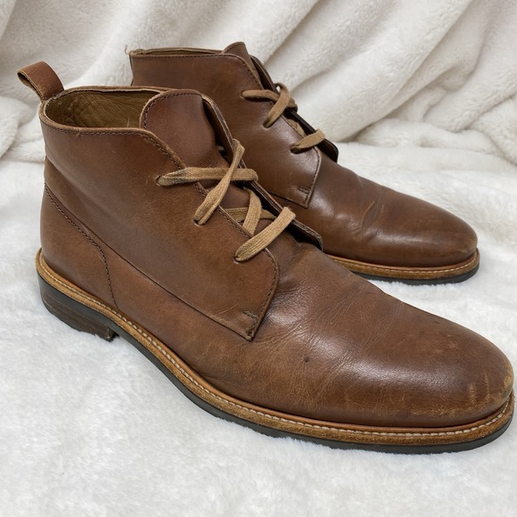 Chukka Bacco Bucci Sheep Skin Studio Brown Leather Ankle Dress Shoe Boots Men 10